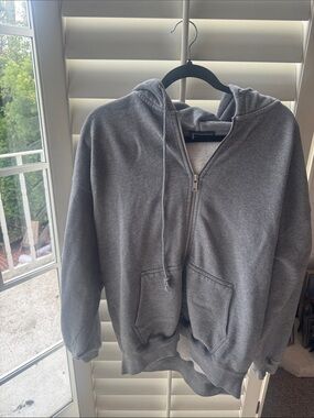 Brandy Melville Gray Lightweight Zip Hoodie Jacket